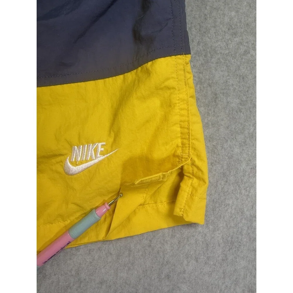 Nike Youth Activewear Shorts Navy Blue Yellow Drawstring Pockets Small S
